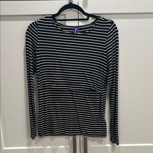 Seraphine Black and White Striped Long Sleeve Top